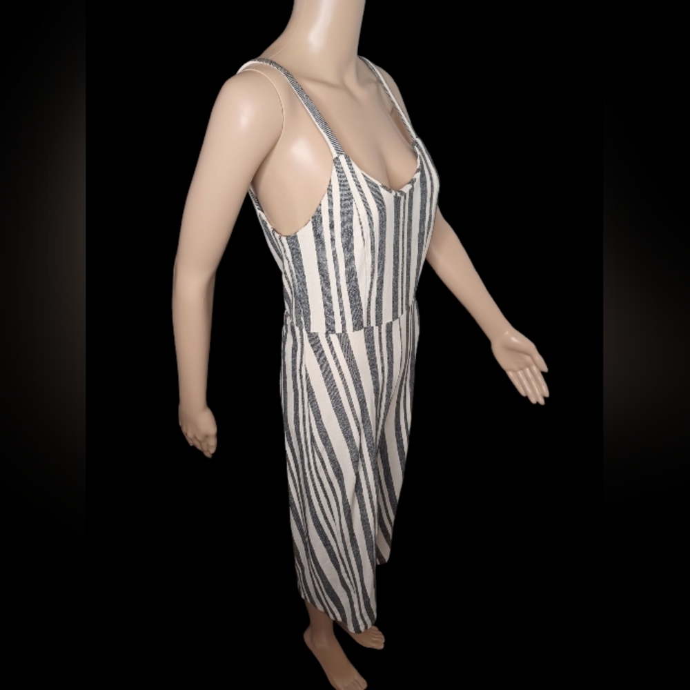 JOLT Black And. White Striped Sleeveless Jumpsuit